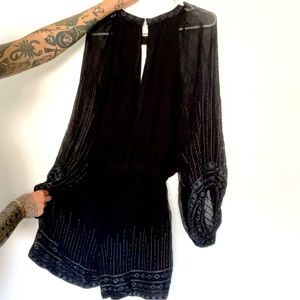 free people gauze beaded embroidered formal jumpsuit